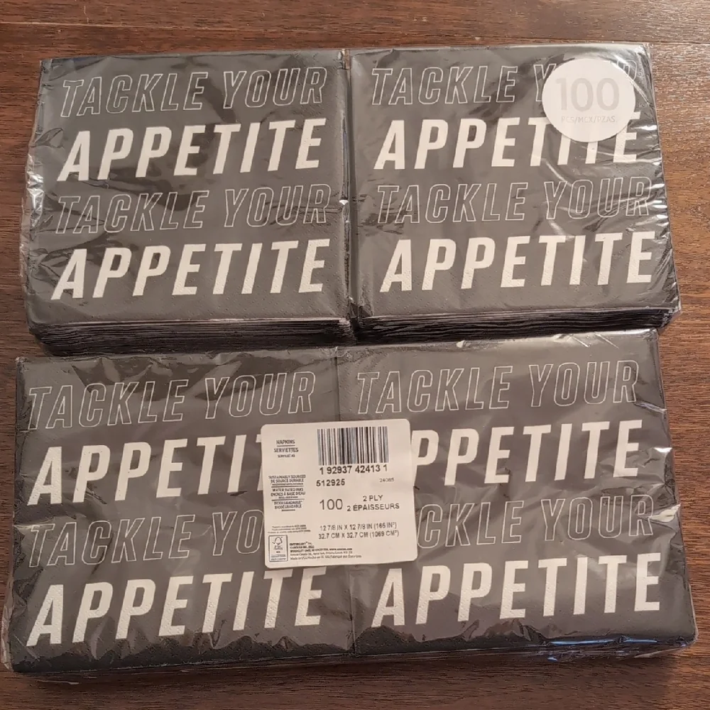 Amscan Black 'Tackle Your Appetite' Party Napkins